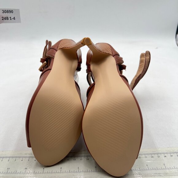 XYD Brown Peep Toe Sandal Ankle Booties Dual Buckled Straps Stiletto Heels Pumps - Picture 7 of 8